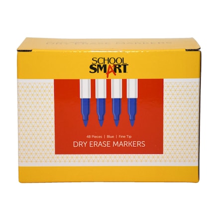 School Smart MARKER DRY ERASE PEN  BLUE PACK OF 48 PK BY1076-48BLUE
